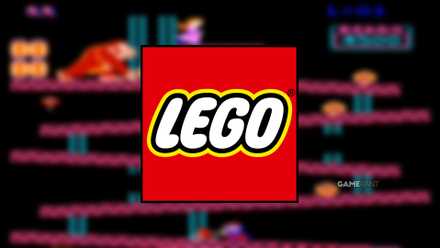 Donkey Kong 1981 blurred with the LEGO logo on top