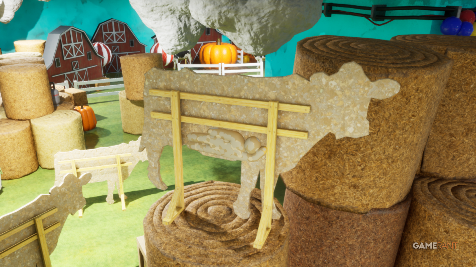 chameleon player meccha hiding on the back of a plywood cow in disguise 