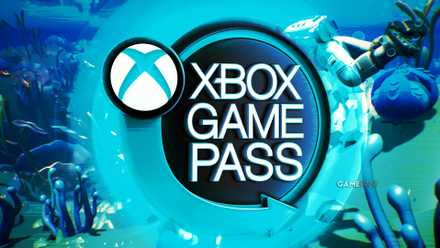 The blue Xbox Game Pass logo glows brilliantly in an underwater environment