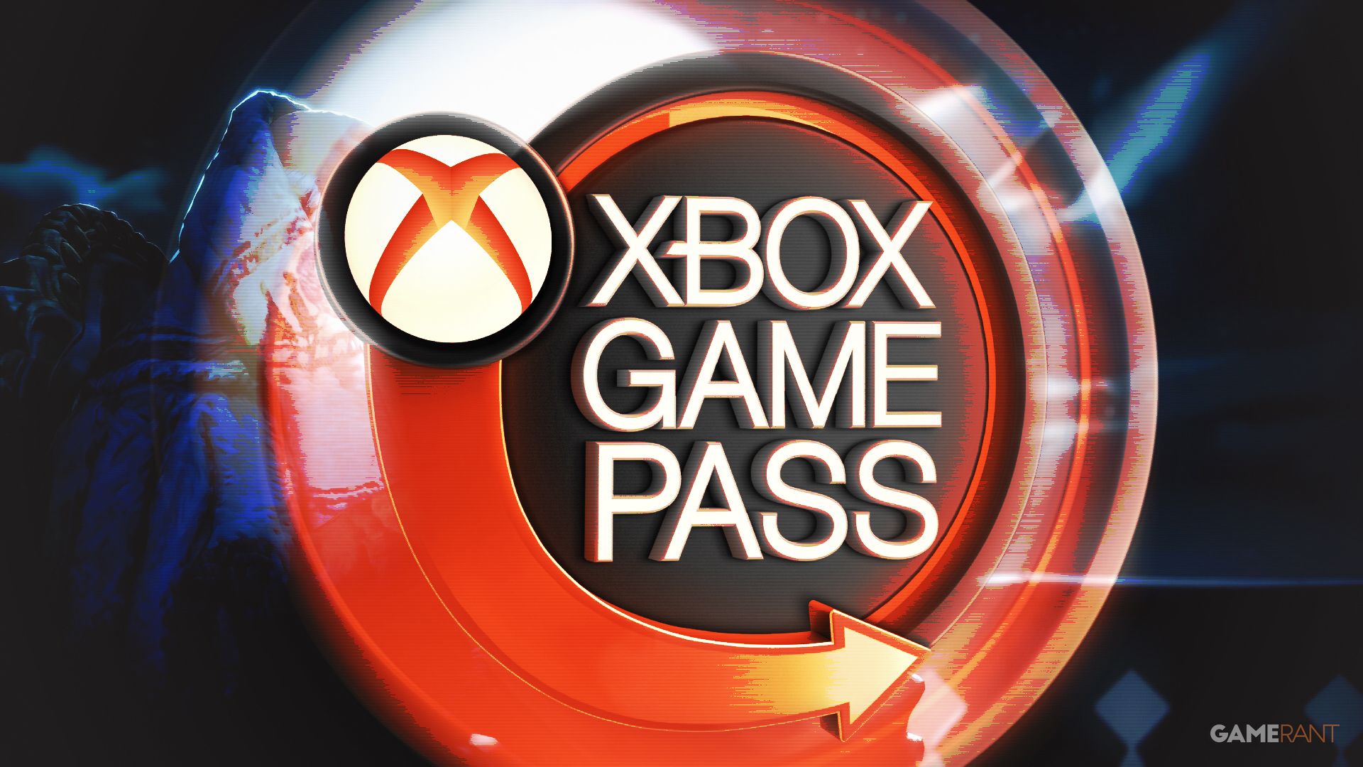 An orange Xbox Game Pass sign with a matching glowing ring against a moonlight background.