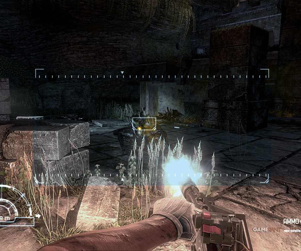 aliens vs predator human campaign firing at alien