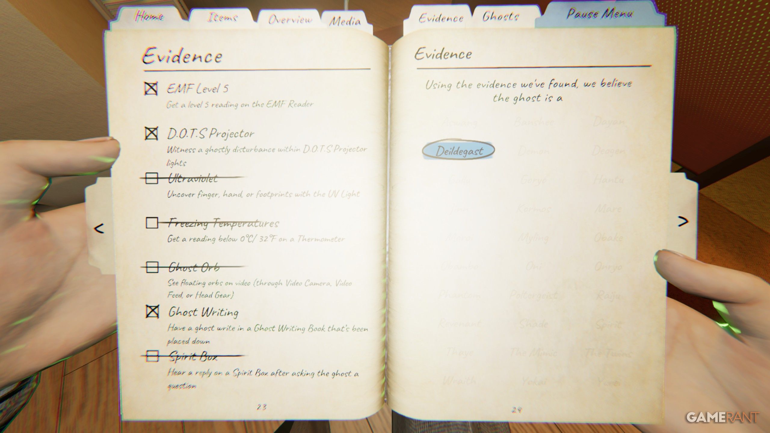All Deildegast Ghost Evidence in Phasmophobia