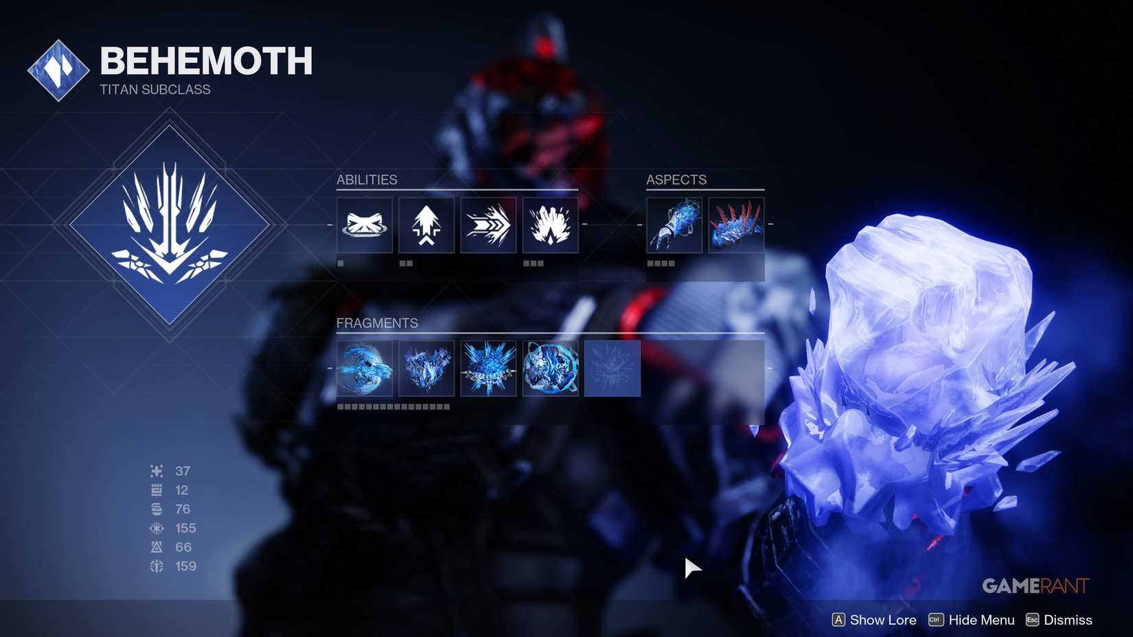 Best Aspects & Fragments for Stasis Titan