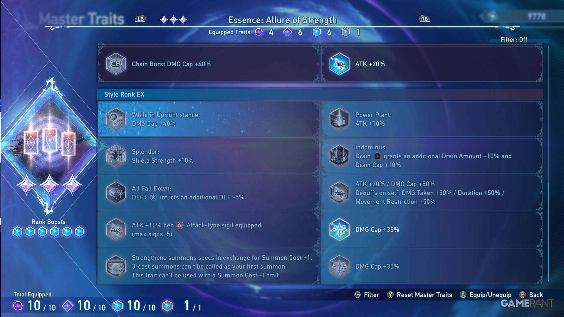 Fraux Style Rank EX Master Traits