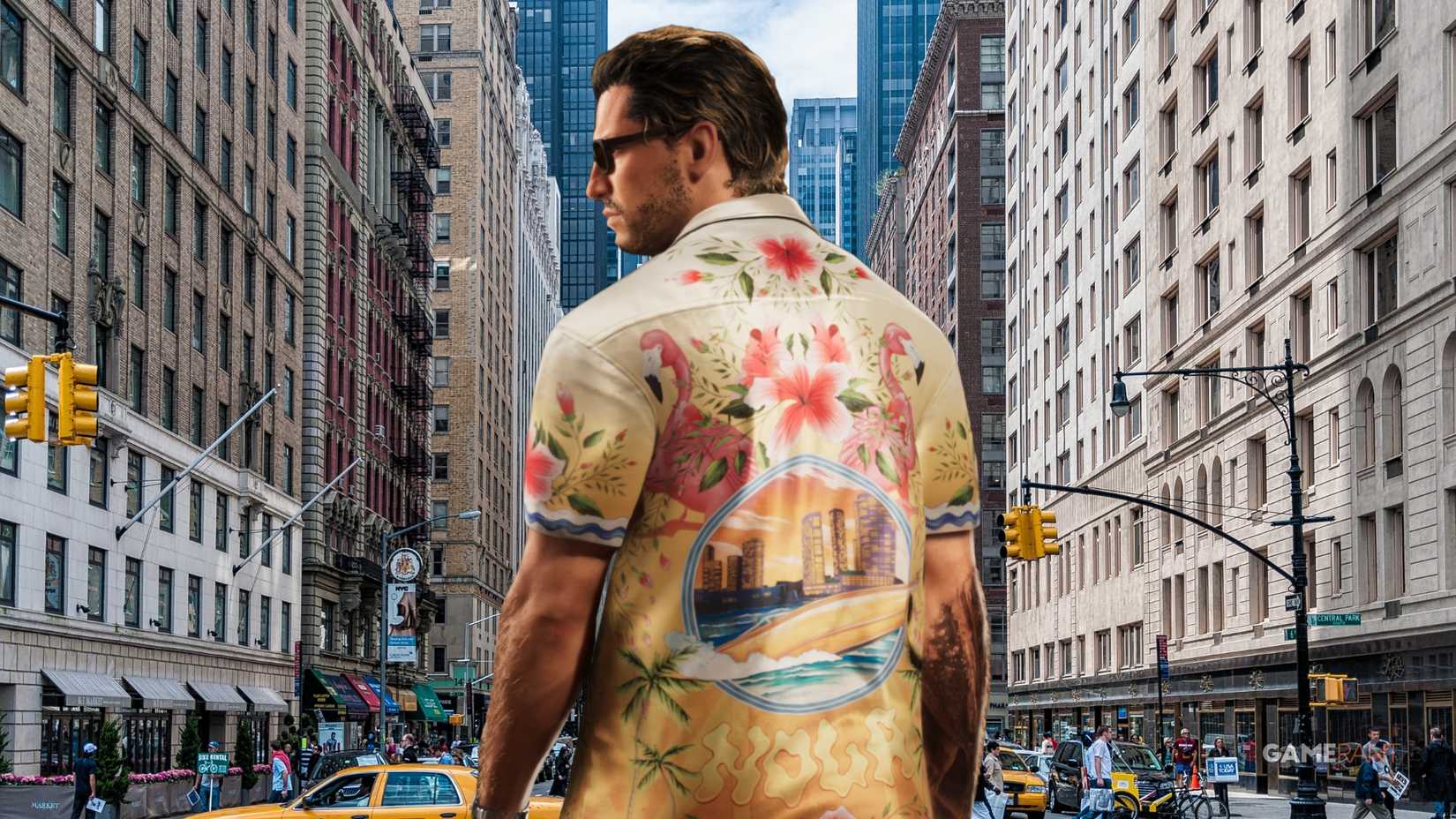 gta 6's jason in the middle of the wall street.