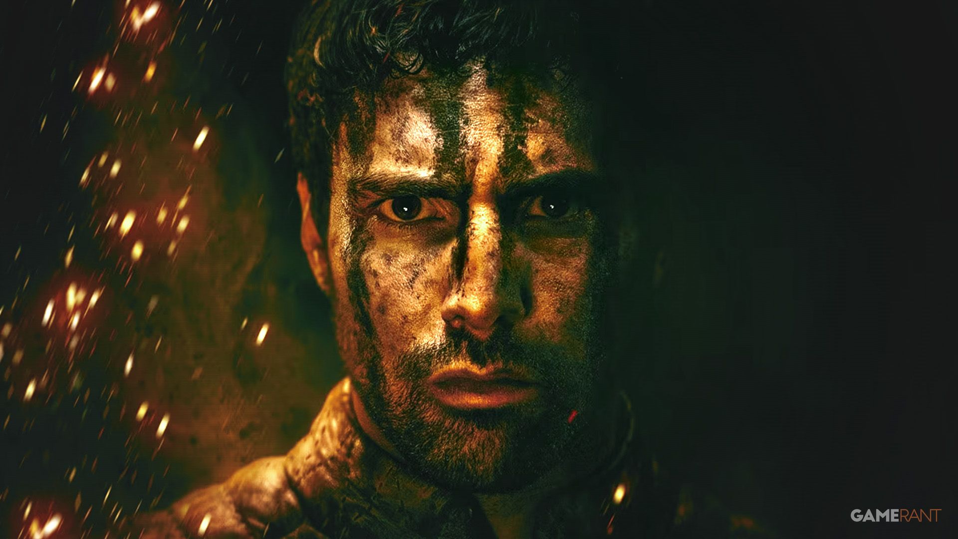 A close-up of a disillusioned Kristen Cole fighting in battle from House of the Dragon Season 3, with Stonef flying embers.