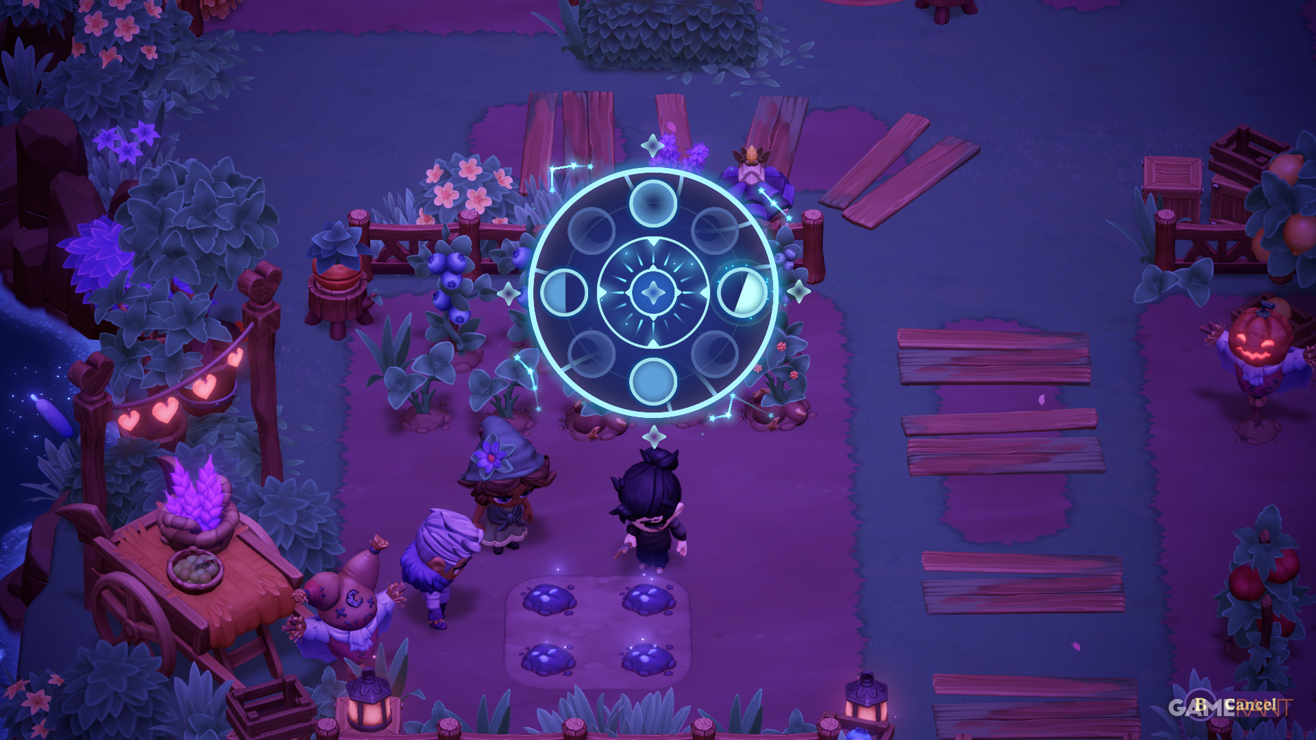 moonlight peaks character learning spell to water plants with moon wheel 