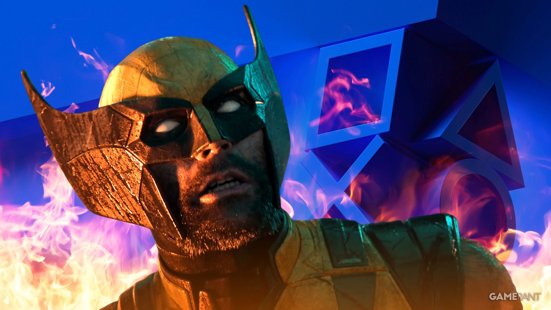 wolverine with burning playstation logo