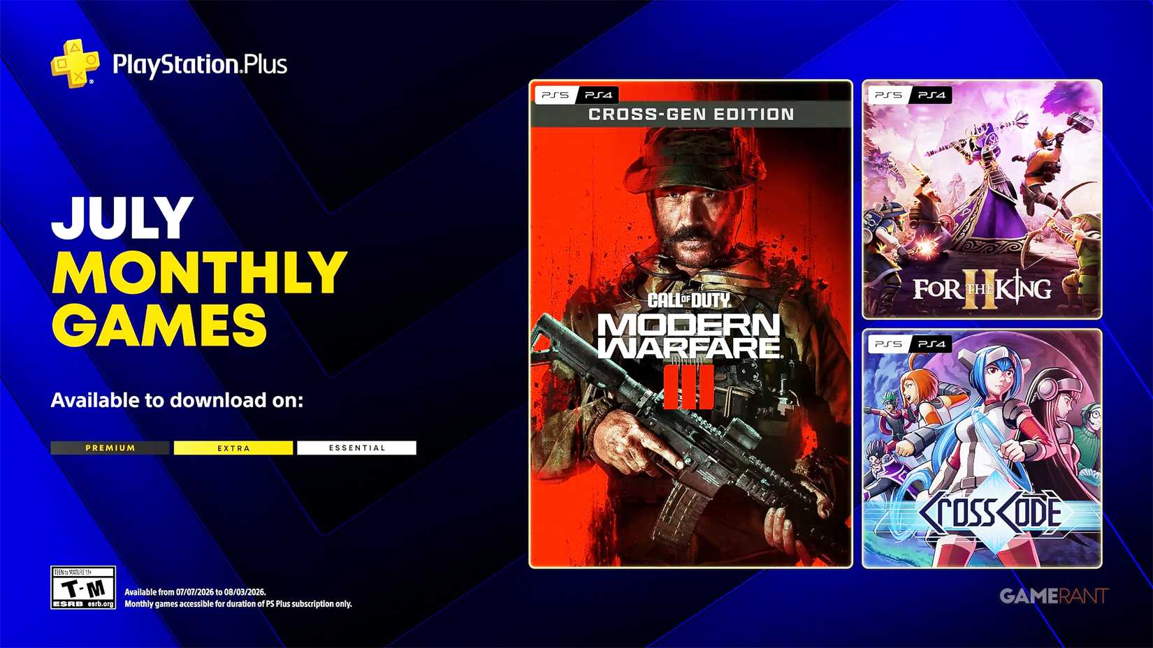 PlayStation Plus Free July 2026 Games Collage Zoomed Blue Abstract Background