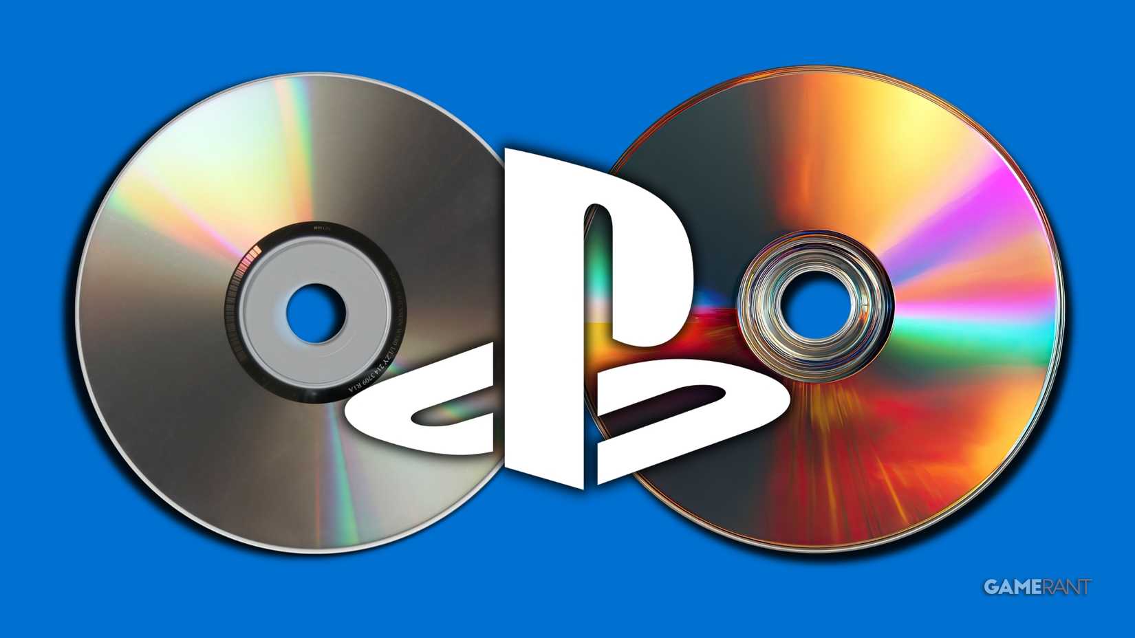 two discs shown behind the playstation logo.
