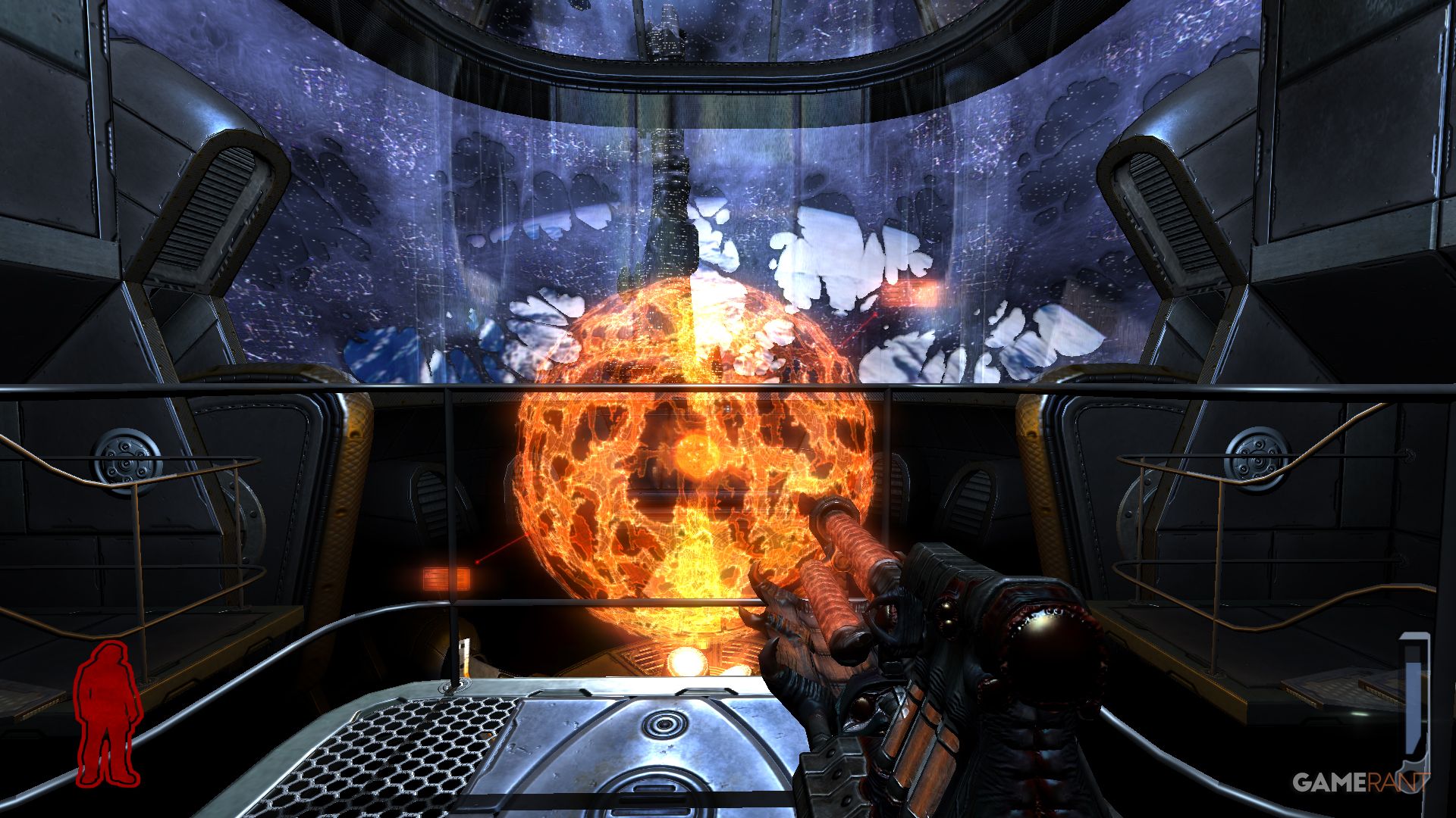 prey 2006 looking over hologram of world with space