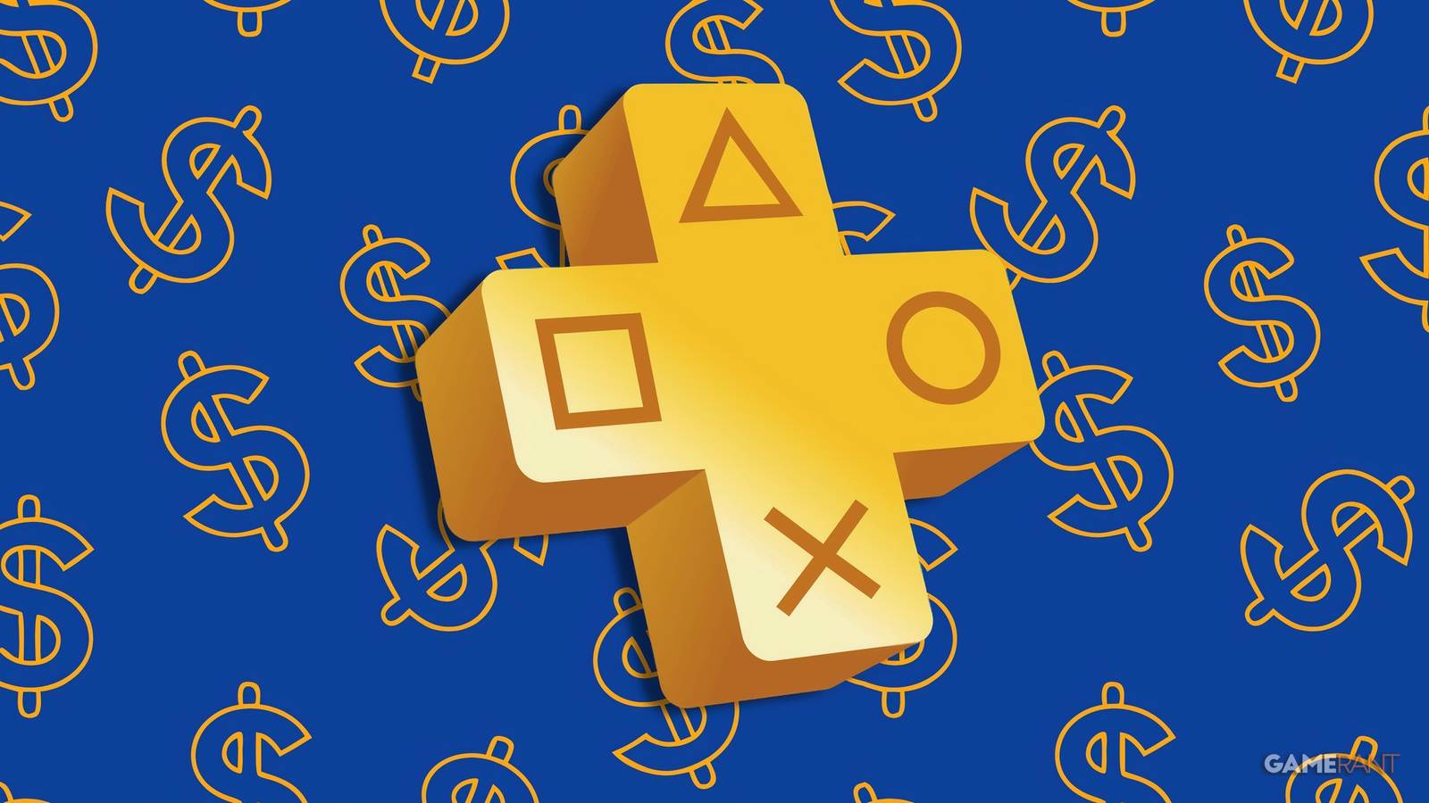 playstation plus logo on a dollar sign pattern.