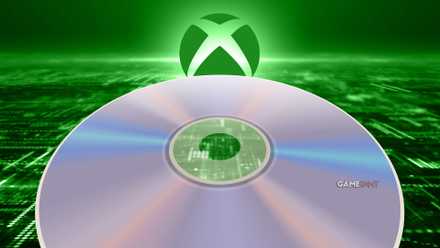 Xbox logo in background, with disc in foreground