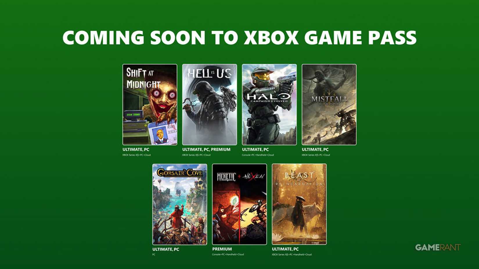 Xbox Game Pass July 2026 Wave 2 Lineup cover collage green background outline composite