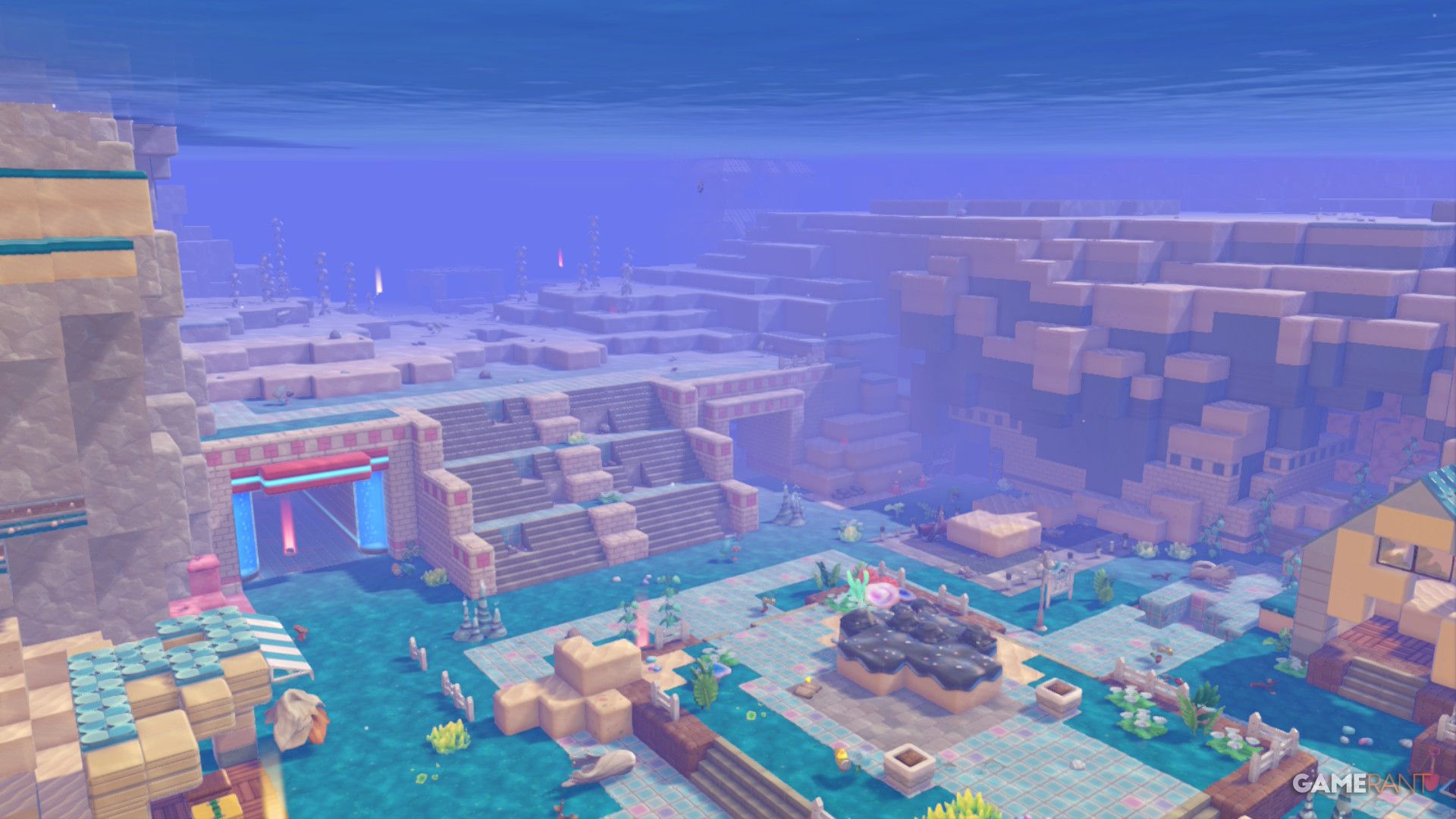 overhead view of the underwater world bubbly basin in pokopia