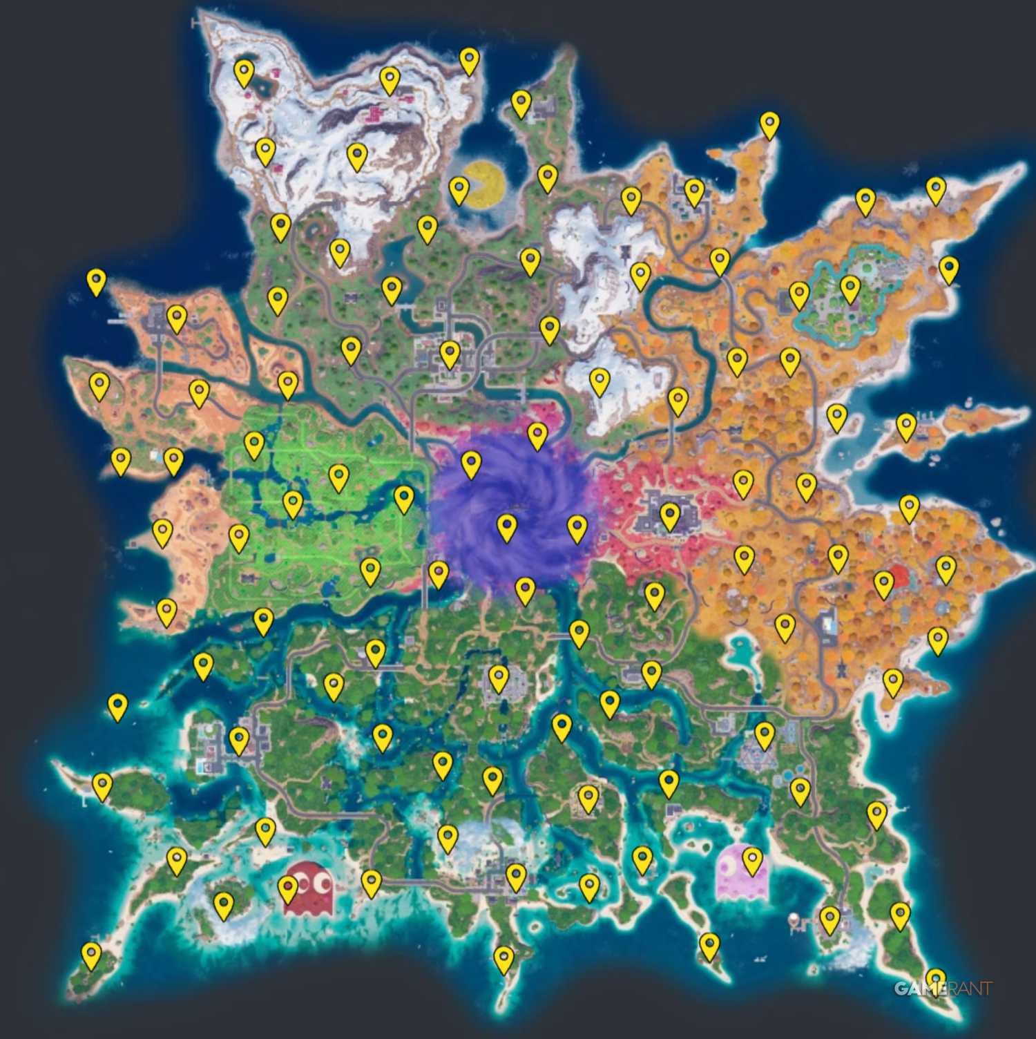 Cheat Code Locations Map in Fortnite (Sprite Chests CH7S4)