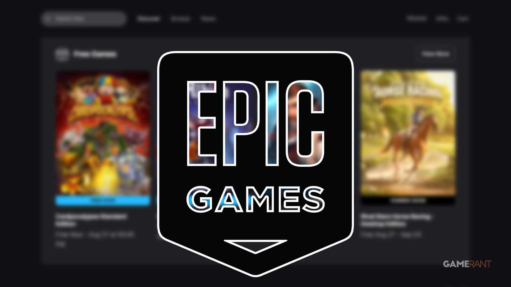 epic games store logo over free games