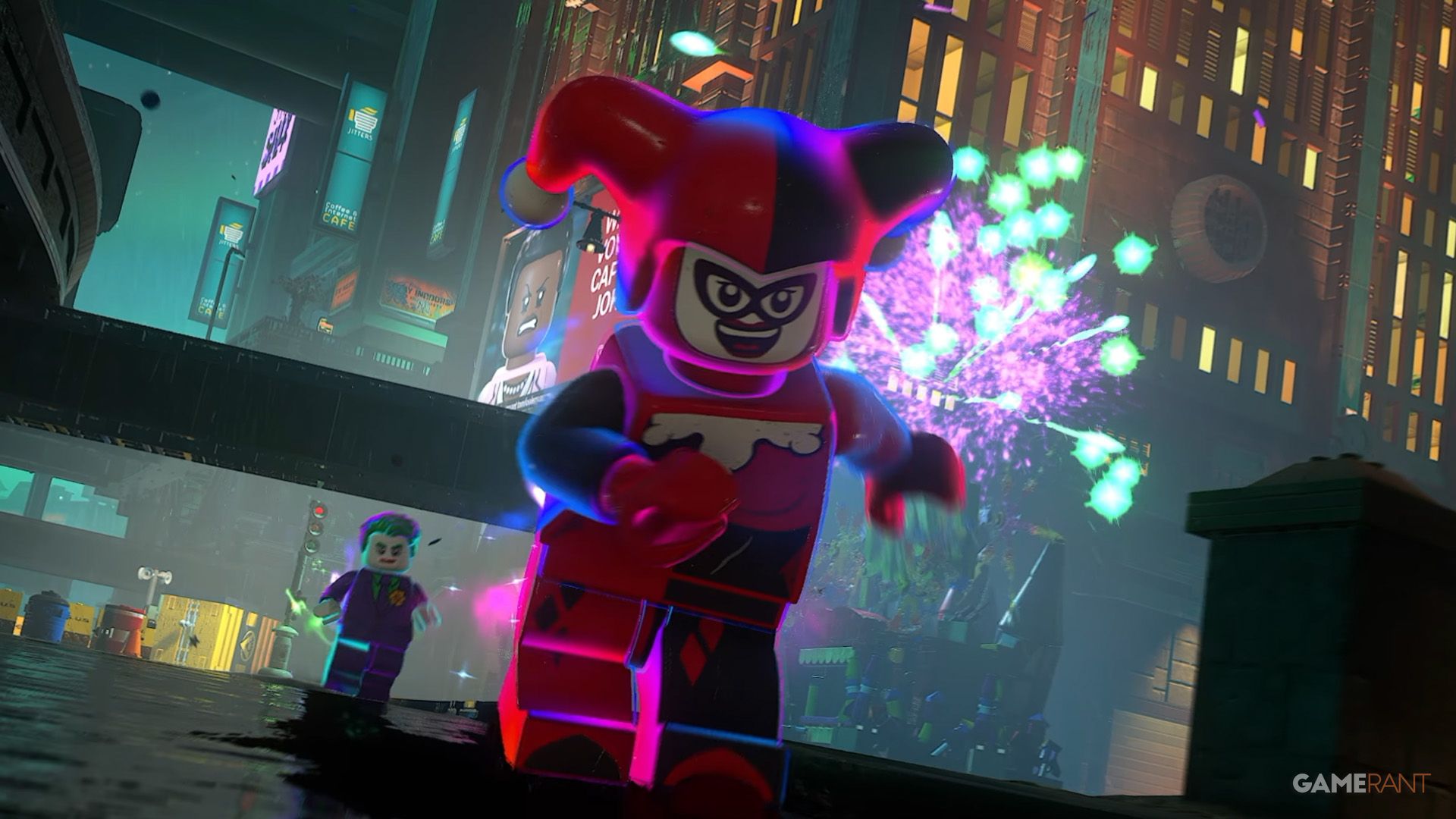 LEGO Batman Legacy of the Dark Knight Mayhem Collection DLC Harley Quinn escaping running with Joker