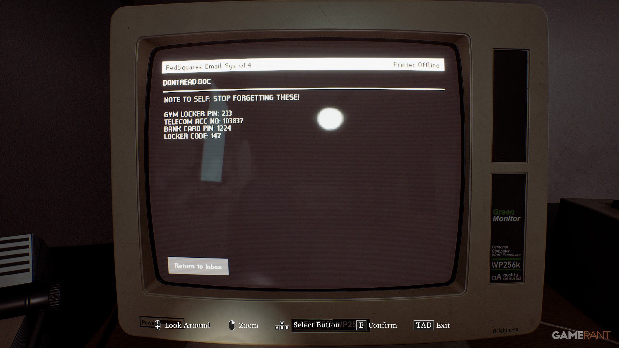Clara Woods Facilities Locker Code in Silent Hill Townfall (2)