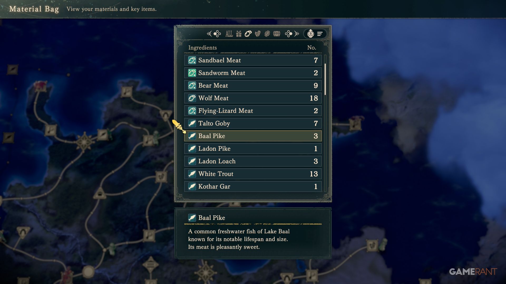 Fish List in Fire Emblem: Fortune's Weave