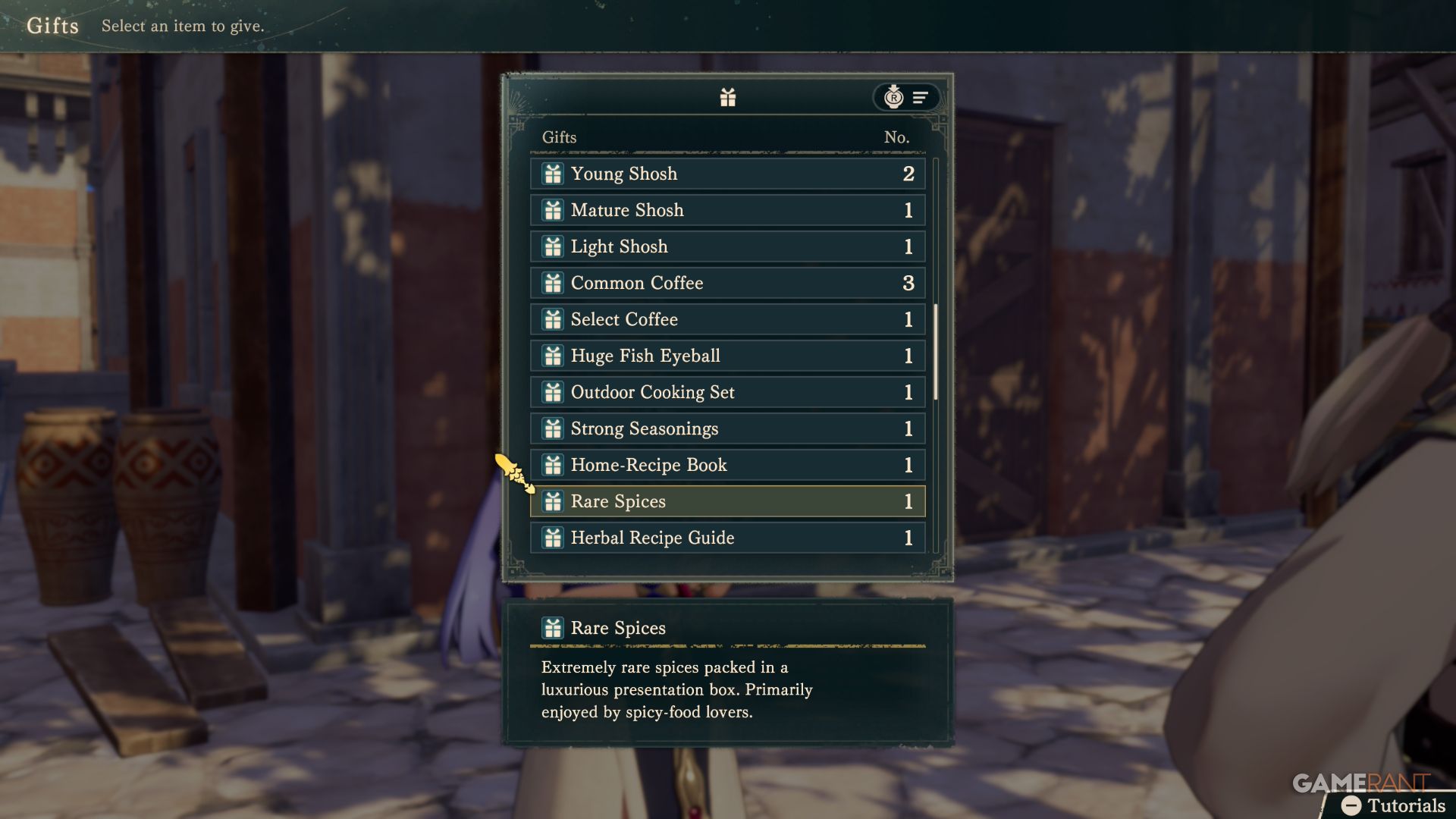 Gift List in Fire Emblem Fortune's Weave