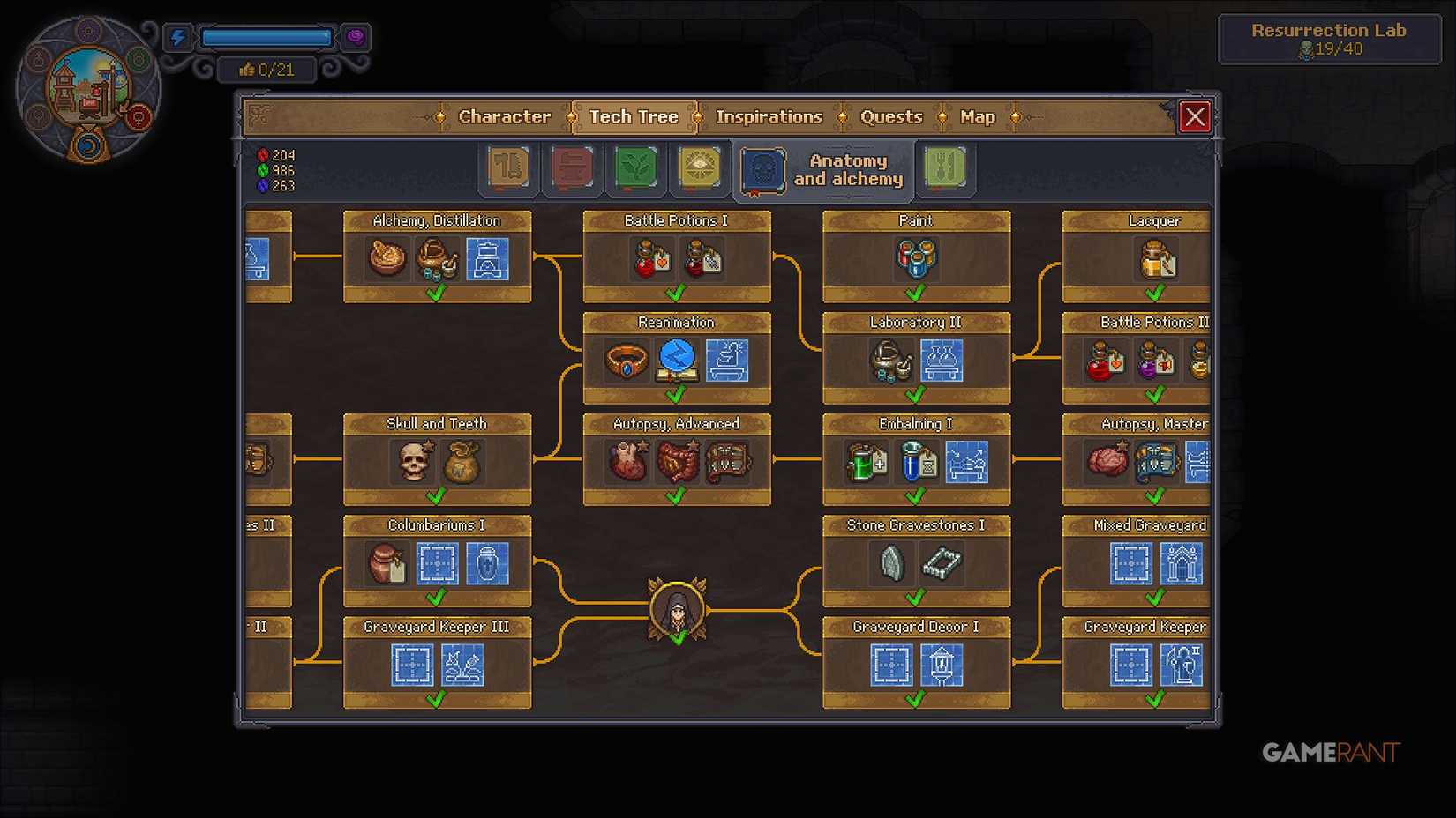 Graveyard Keeper 2 - Tech Tree - Unlock Reanimation