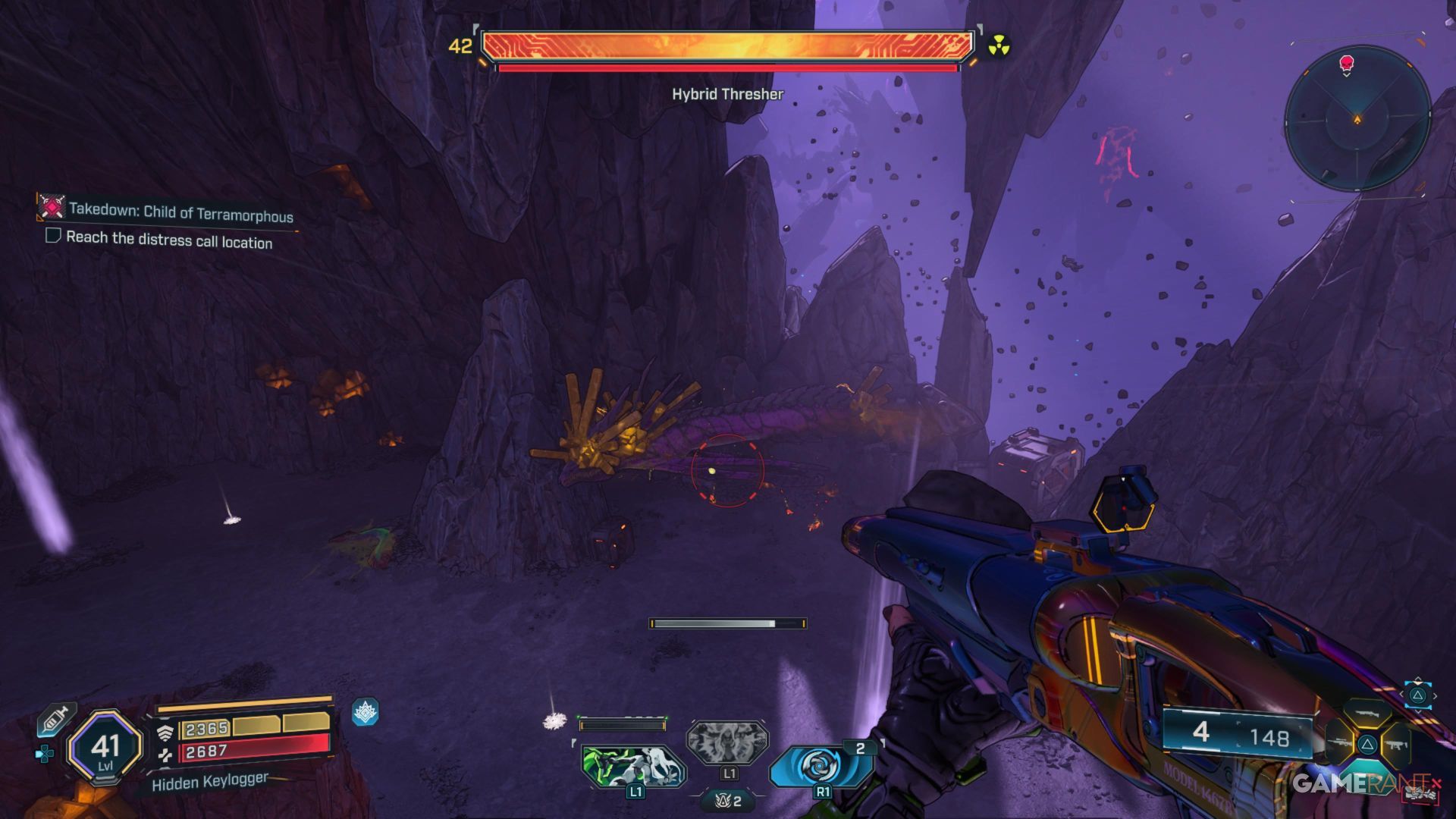 Hybrid Thresher Boss Fight in Amara and the Vile Shadows
