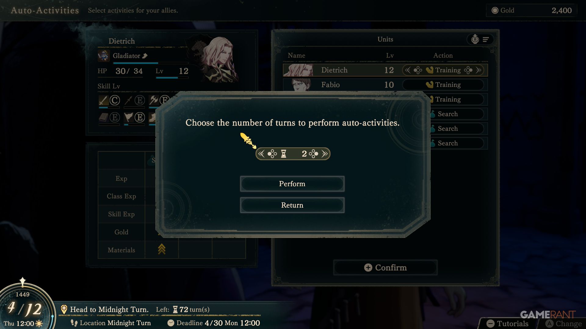 Inn Auto-Activites in Fire Emblem Fortune's Weave