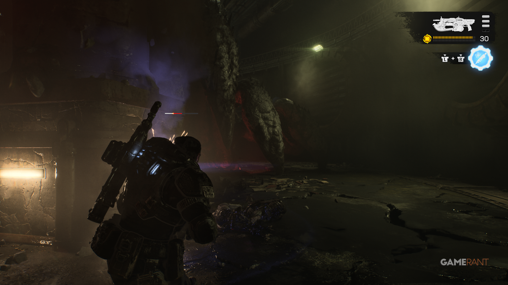 pillar falling on corpser in gears of war e-day