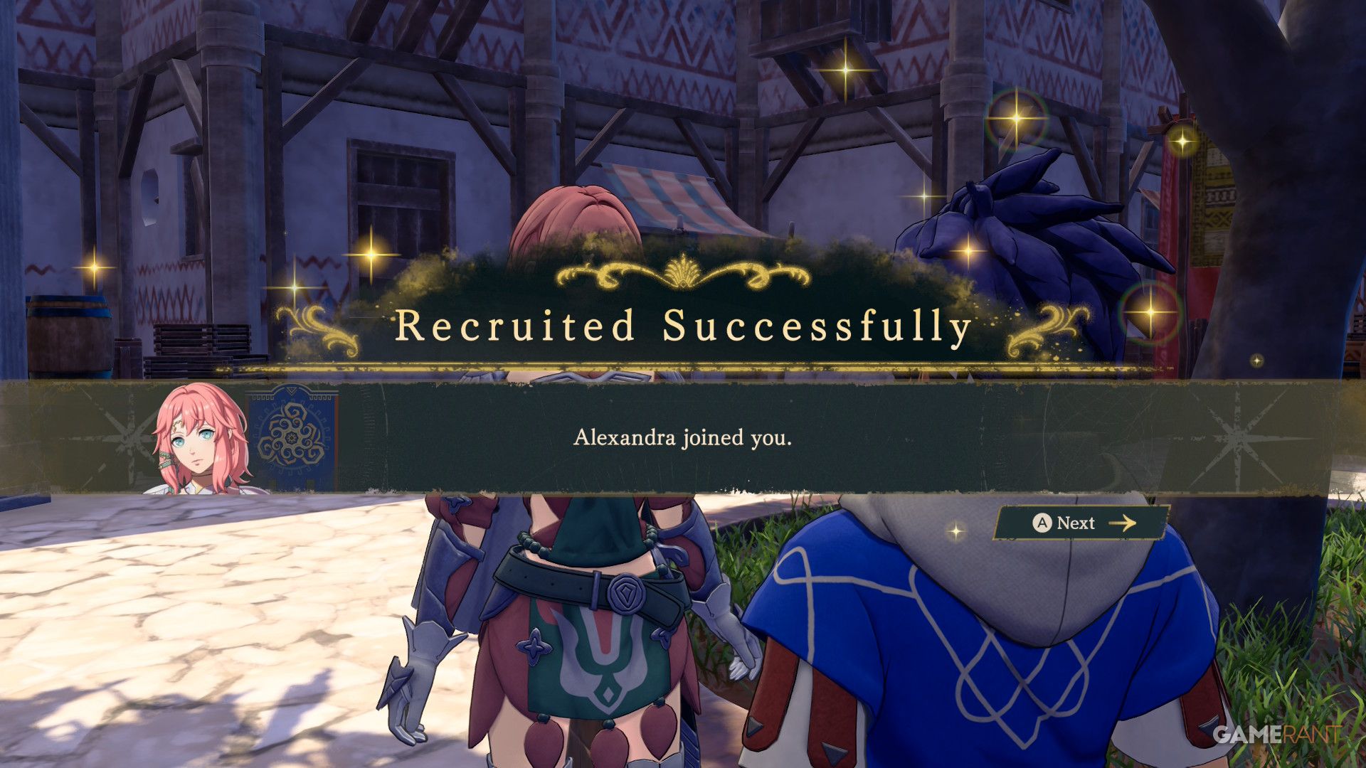Recruiting Alexandra in Fire Emblem Fortune's Weave