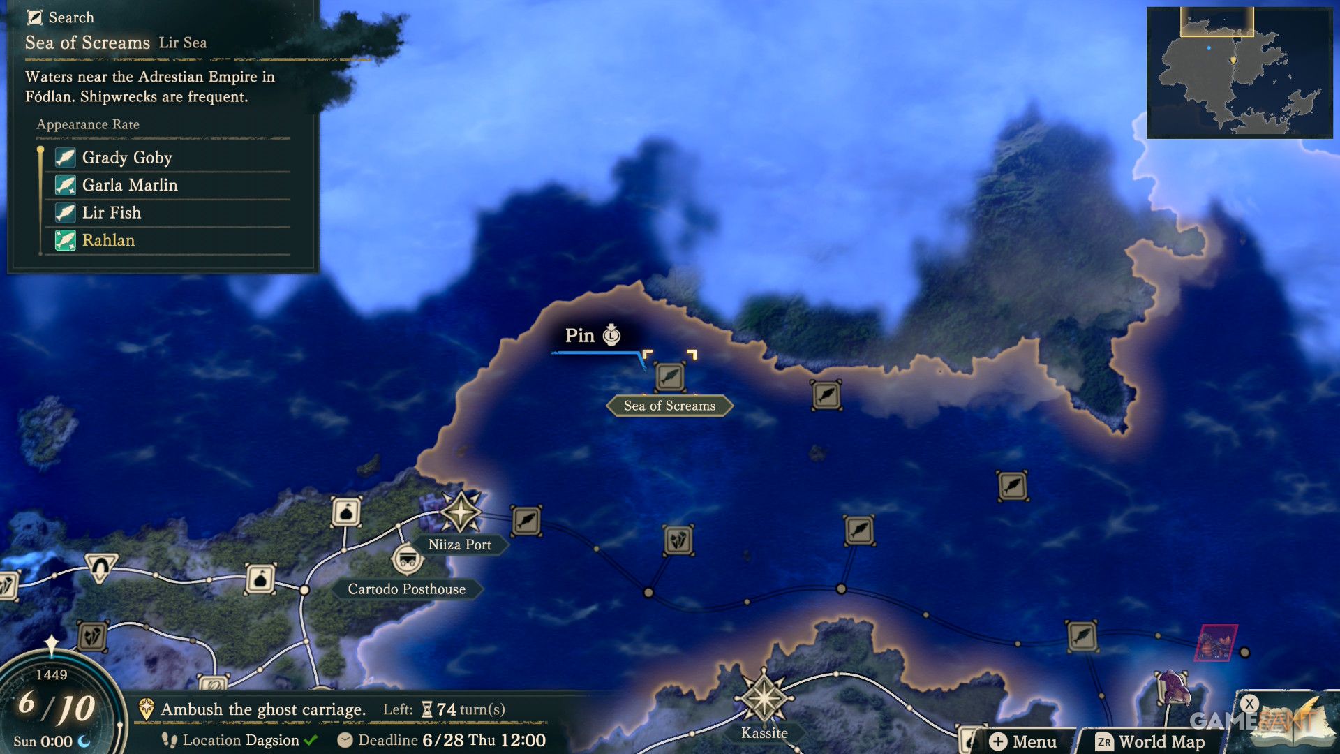 Sea of Screams Fish Spot in Fire Emblem: Fortune's Weave