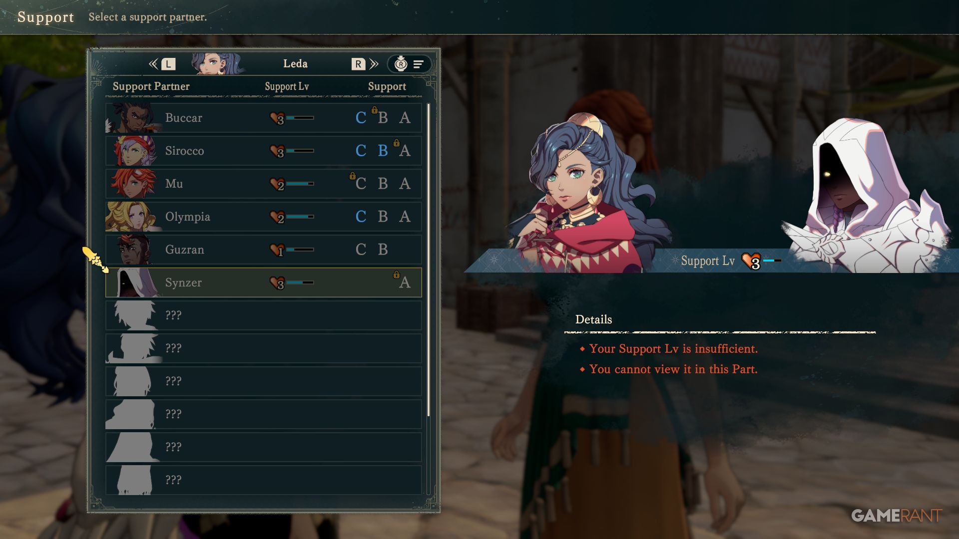 Support Level in Fire Emblem Fortune's Weave