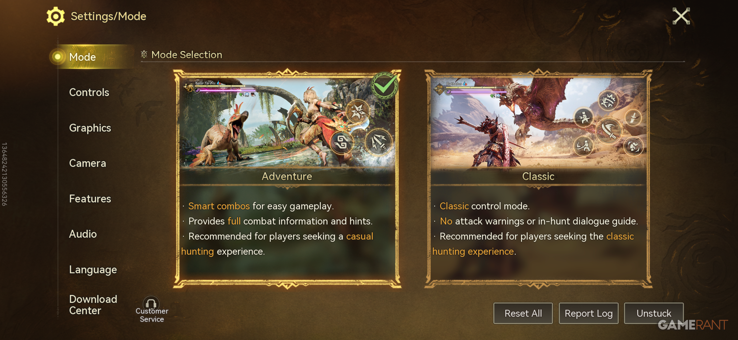 Adventure or Classic Controls in MH Outlanders