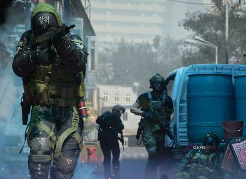 Armed operators beside a blue van in a Modern Warfare 4 promotional image