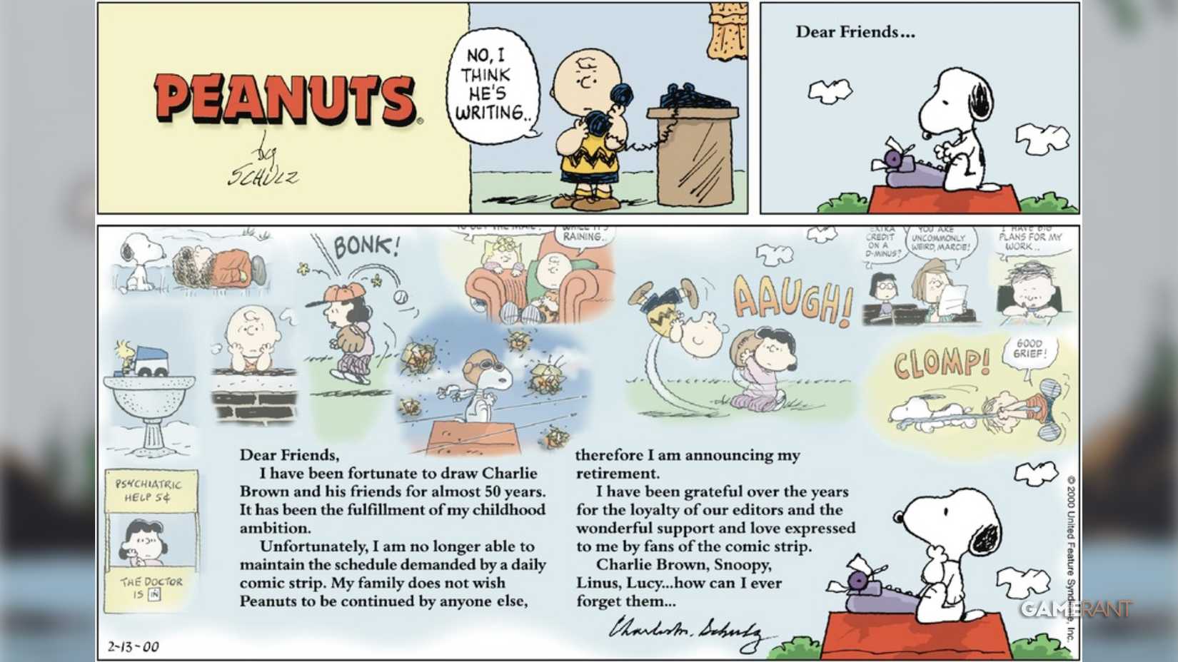 Charles Schulz Farewell Letter Last Peanuts Comic