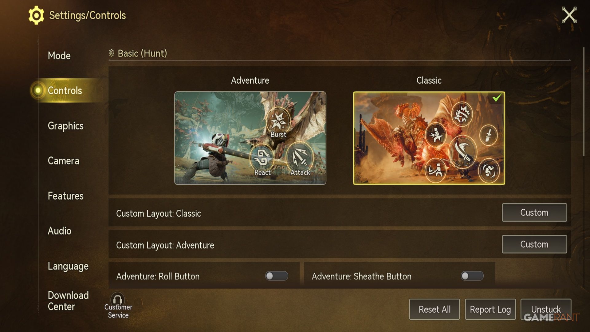 Control Scheme in MH Outlanders