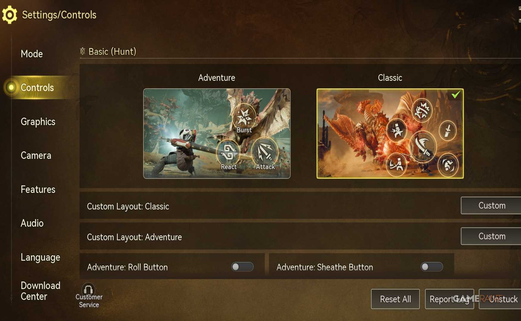Control Scheme in MH Outlanders