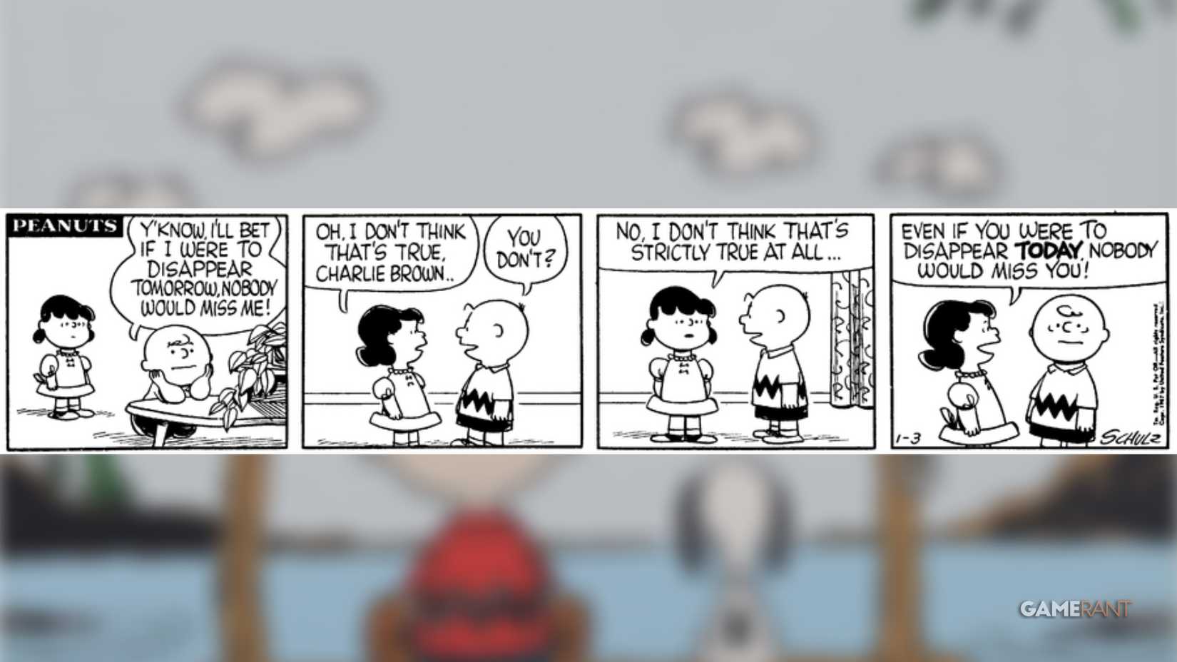 Lucy tells Charlie Brown nobody would miss him