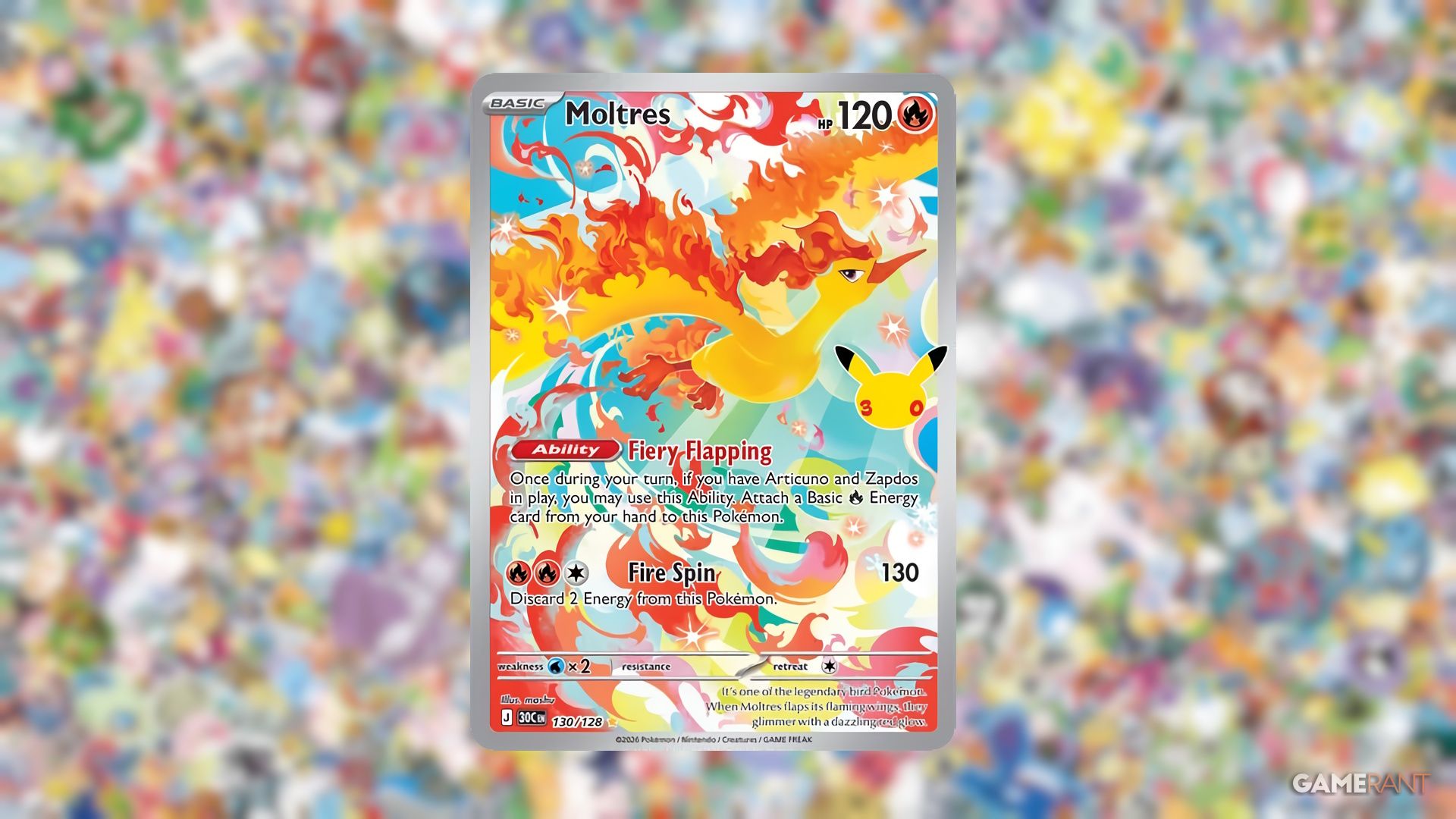 Moltres from Pokemon's 30th Celebration expansion