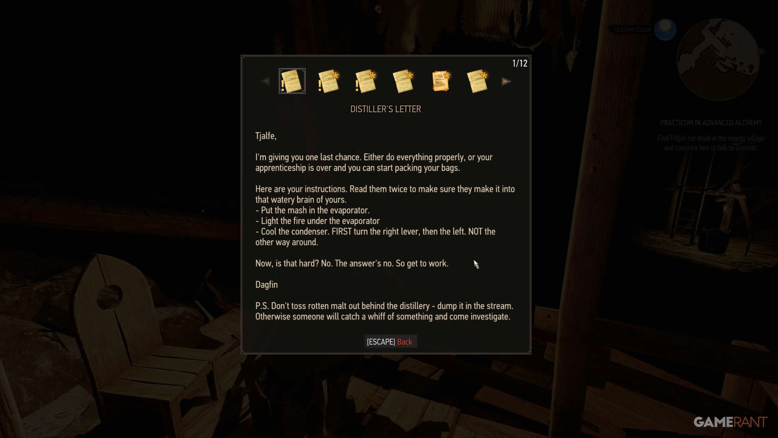 Practicum in Advanced Alchemy Walkthrough and Rewards in The Witcher 3