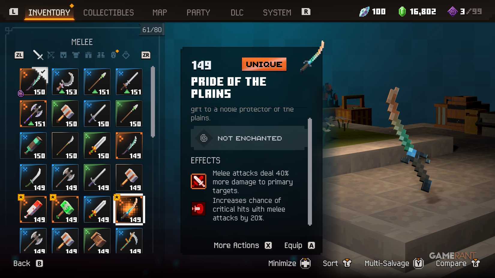 Pride of the Plains Unique Weapon in Minecraft Dungeons 2