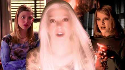 Composite image showing Tara Maclay, White Willow, and Amy Madison from Buffy the Vampire Slayer