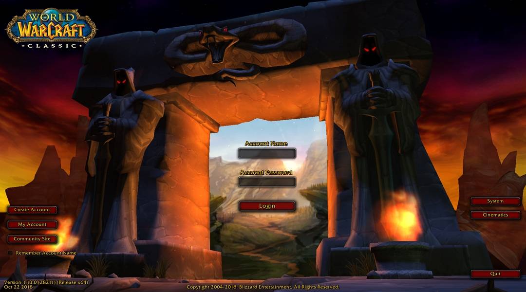 world of warcraft classic blizzcon demo login screen