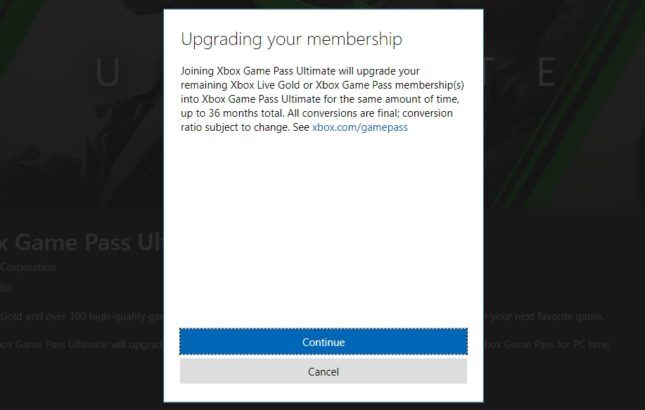 xbox game pass ultimate warning