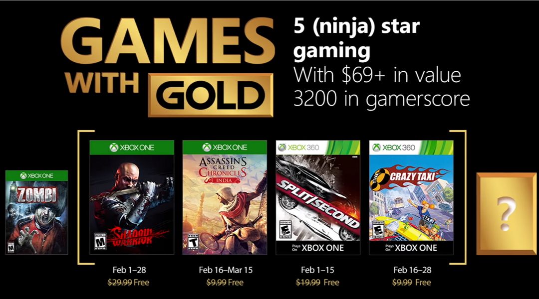 Xbox Games With Gold for February 2018