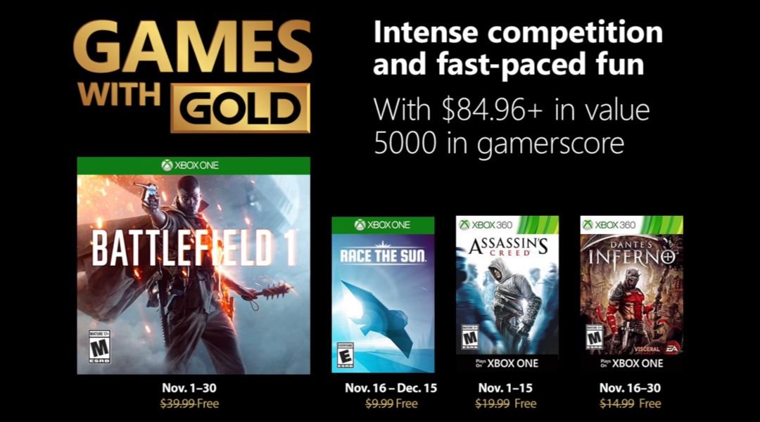 november 2018 games with gold
