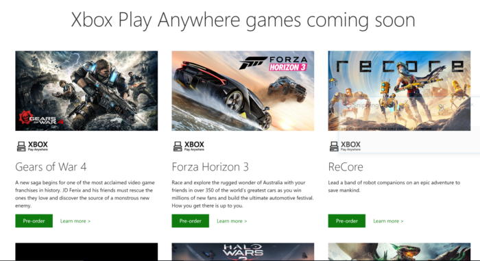 Xbox Play Anywhere Game Line-Up