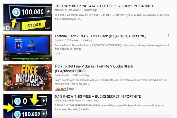 fortnite scams on youtube